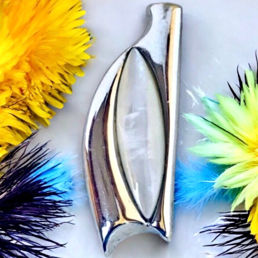 Sterling Silver 925 LUC Lucas Lameth Signed Mother of Pear Pendant Modernist